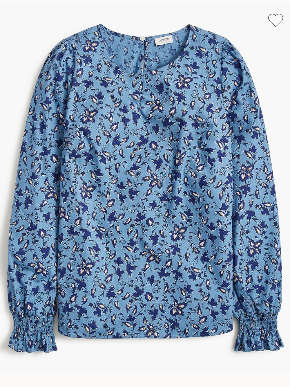 J.Crew Blue Floral Long Sleeve blouse large women’s cotton blend